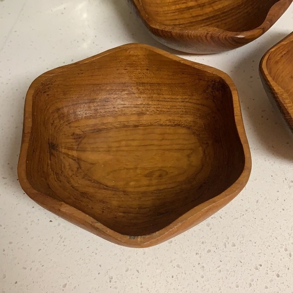 Mid Century Modern Teak Wood Salad nuts snacks Bowls Set of 3 home decor - Picture 12 of 12